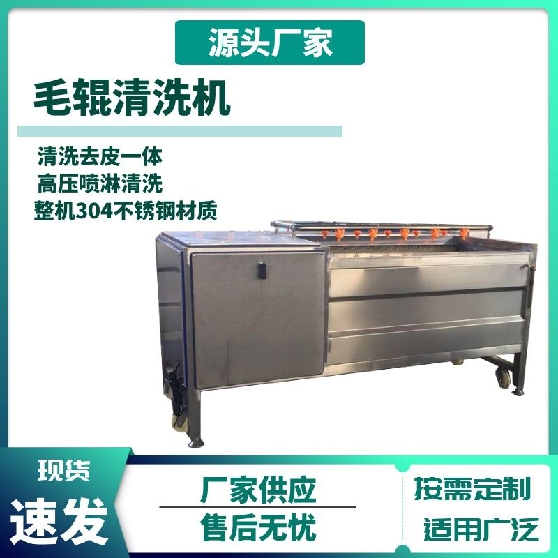 毛輥清洗機全自動土豆紅薯清洗去皮機蘿卜馬蹄清洗設(shè)備毛刷清洗機