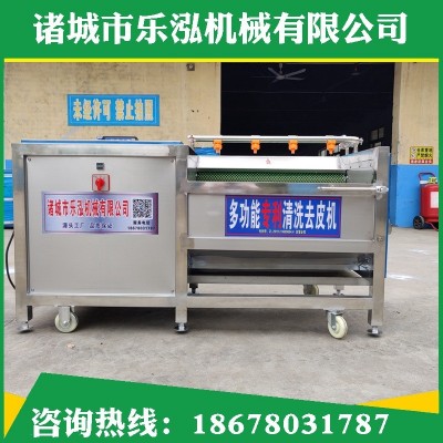 土豆芋頭地瓜去皮清洗機(jī) 去皮清洗設(shè)備 七輥根莖類蔬菜毛刷清洗機(jī)