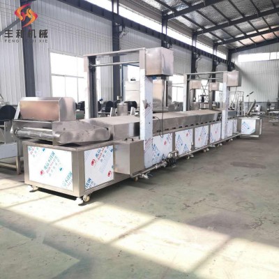 全自動沙琪瑪鍋巴生產線魚豆腐油炸生產線肉類丸子油炸流水線