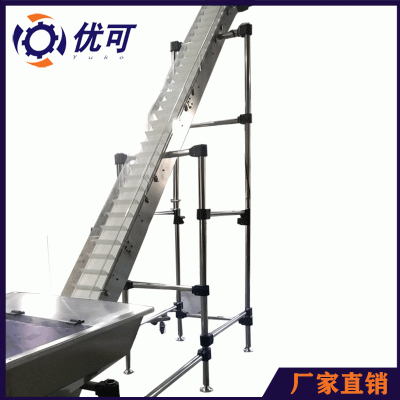 廠家非標(biāo)定制飲料瓶蓋爬坡機(jī)擋板瓶裝水塑料瓶蓋皮帶提升輸送機(jī)