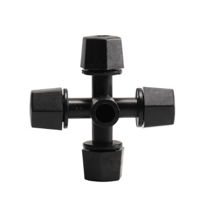 跨境十字霧化噴頭四向噴頭 6mm灰色黑色花園綠化降溫加濕噴霧灌溉