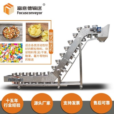佛山廠家直供碗式提升機不銹鋼爬坡分揀上料機雜糧食品碗式輸送機