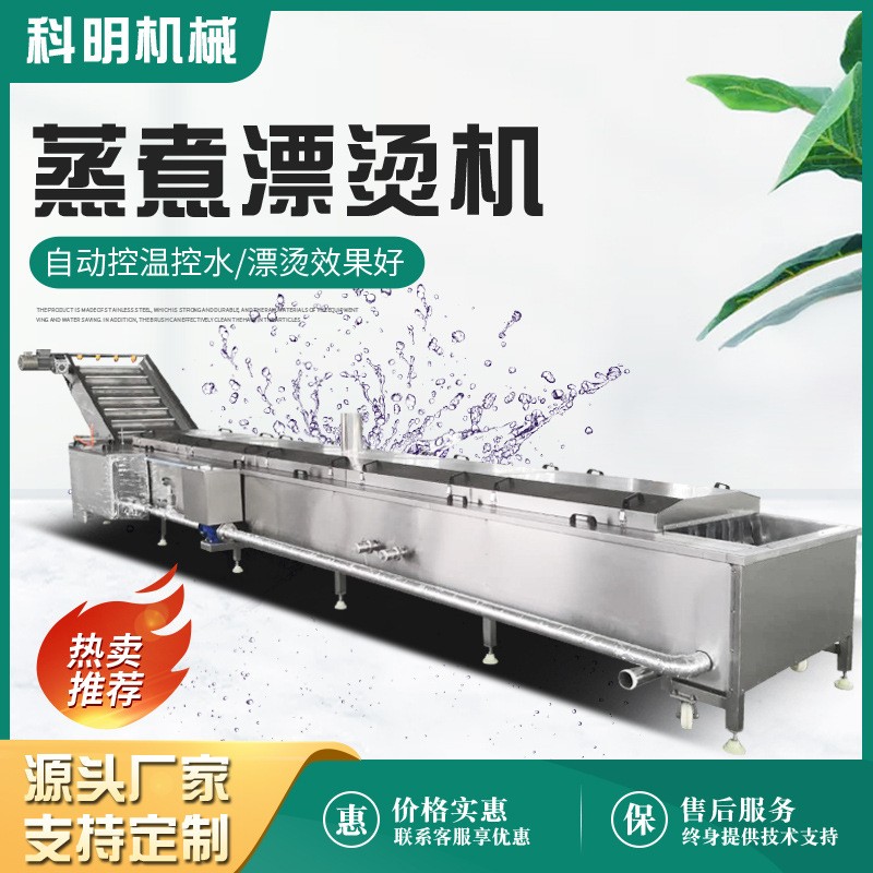 全自動扇貝蒸煮漂燙機(jī) 魚豆腐漂燙設(shè)備 四喜丸子漂燙流水線