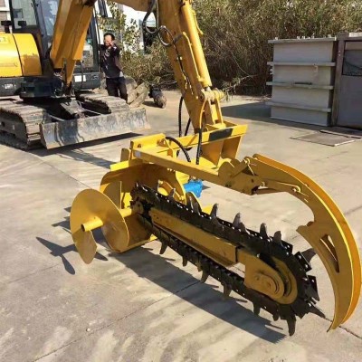 電力埋線纜用挖掘機配開溝機 液壓挖溝機價格 挖掘機改裝開溝機