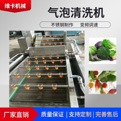 山東維卡機械波浪式瓜果清洗設(shè)備 專業(yè)廠家直供氣泡式自動清洗機
