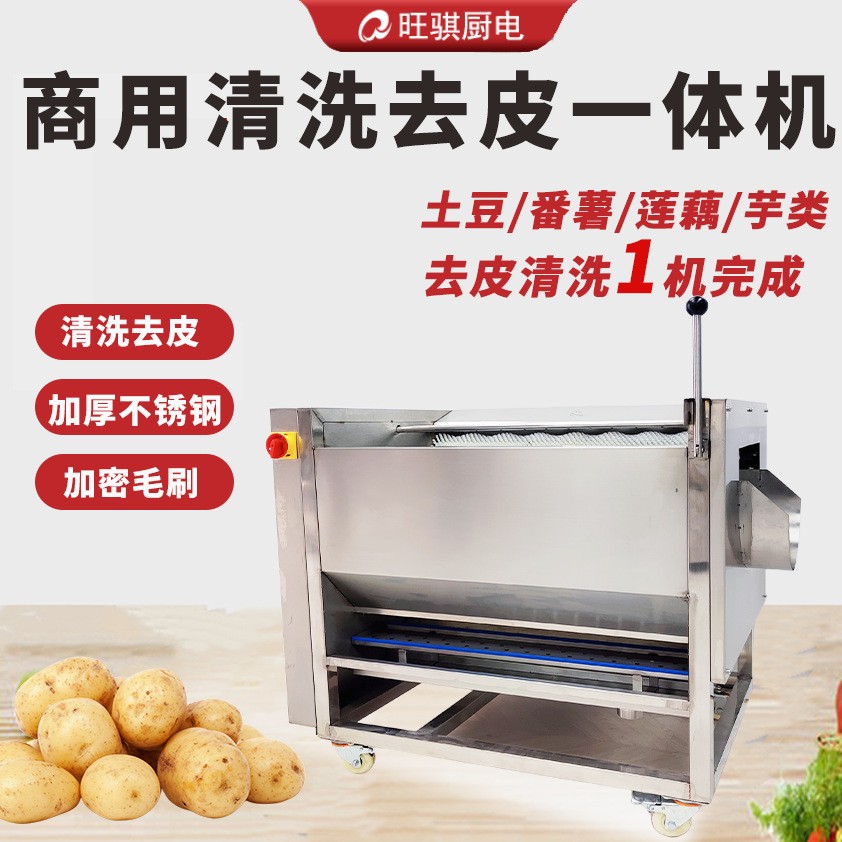 獵鷹毛刷脫皮清洗機土豆全自動姜芋頭蓮藕蘿卜生蠔豬蹄毛棍去皮機