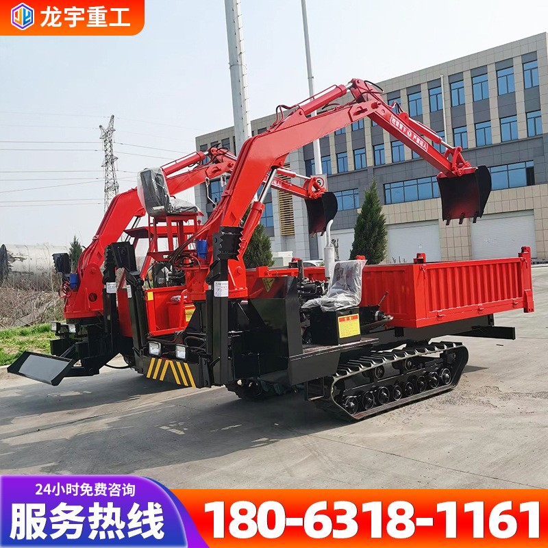 山區沼澤用橡膠履帶四不像隨車挖 6噸多功能全地形自卸履帶運輸車