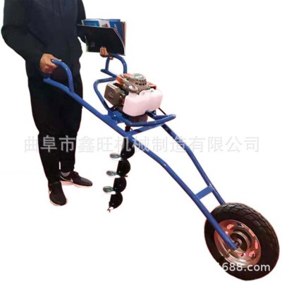 鑫旺大功率鉆地打洞機手提式小型地鉆機二沖程52cc汽油機挖坑機
