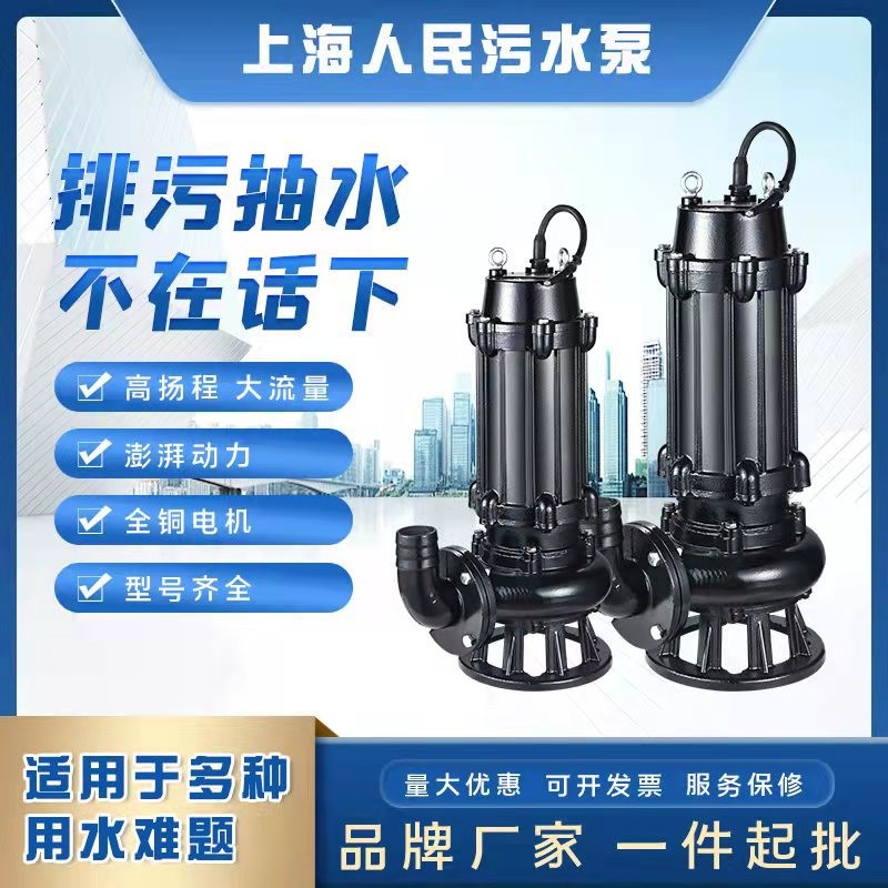 人民WQ污水泵大流量無堵塞排污泵JYWQ地下室工程潛污泵農(nóng)用泥漿泵