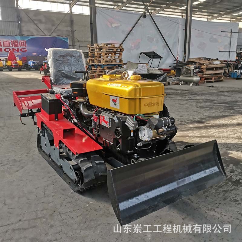 大棚自走式履帶微耕機(jī)農(nóng)用柴油小型耕地機(jī)果園迷你型座駕微耕機(jī)