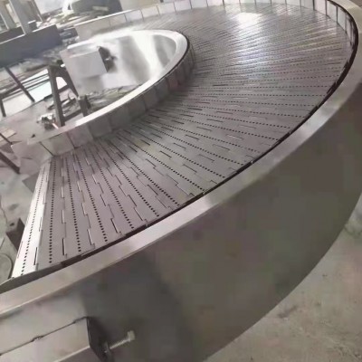 90度180度快遞分揀環形鏈板轉彎機 紙箱輸送鏈板式傳送機