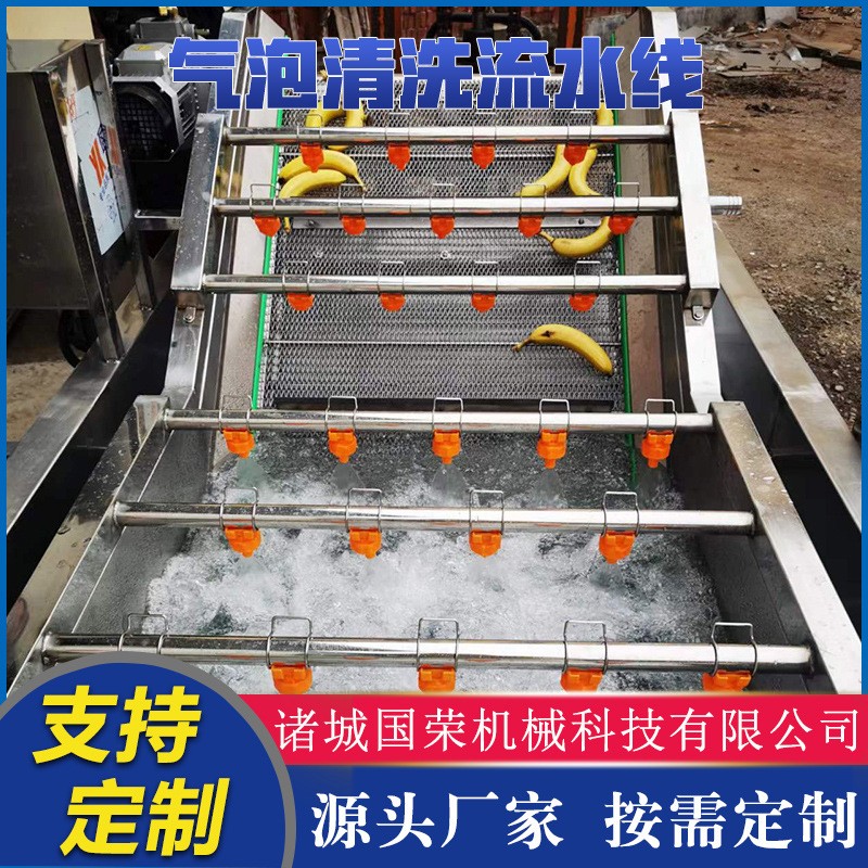 商用草莓蘋果橙子香蕉菠蘿清洗機蔬菜葉菜清洗流水線風干流水線