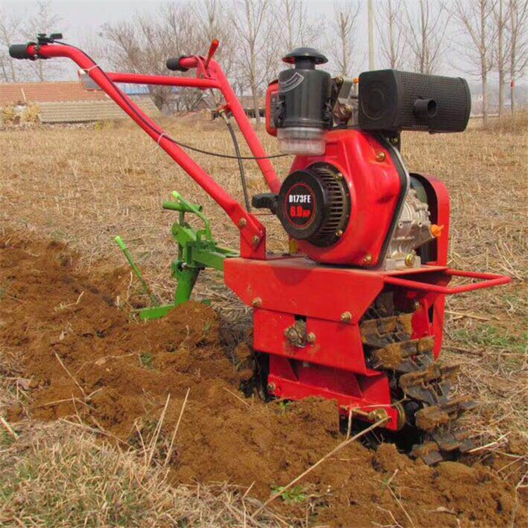 手扶式農用耕地機開溝機汽油柴油動力鏈軌式履帶微耕機田園管理機