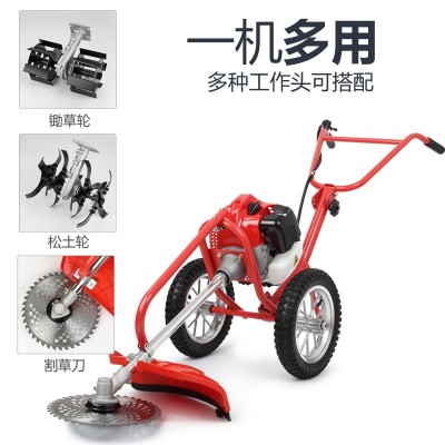 廠家直銷(xiāo)手推式汽油割草機(jī)多功能小型鋤草除草機(jī)手扶式松土機(jī)家用
