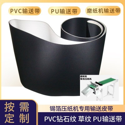 PU爬坡綠色輸送帶錫箔紙壓紙機新款皮帶 PVC鉆石紋磨紙機傳動皮帶