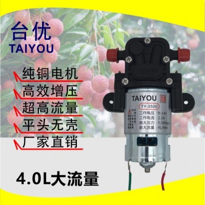 噴霧器水泵臺(tái)優(yōu)水泵 平頭泵 12V，4L，高壓大功率隔膜泵洗車水泵